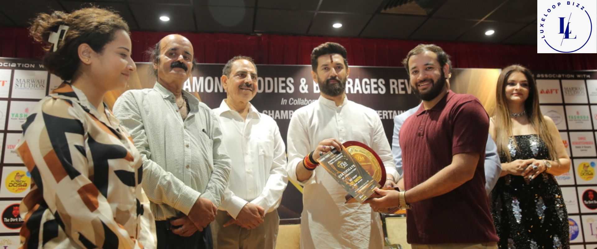 Award ceremony with multiple participants